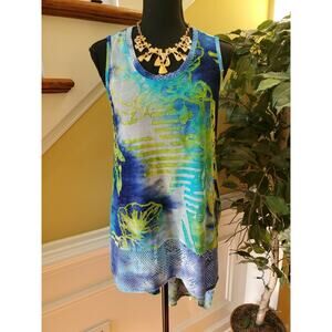 Vintage Concept Patchwork Sleeveless Tunic Top - S